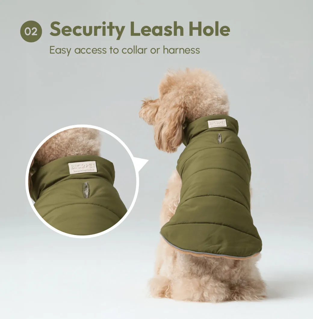 Reversible Dog Vest Jacket - Green Brown