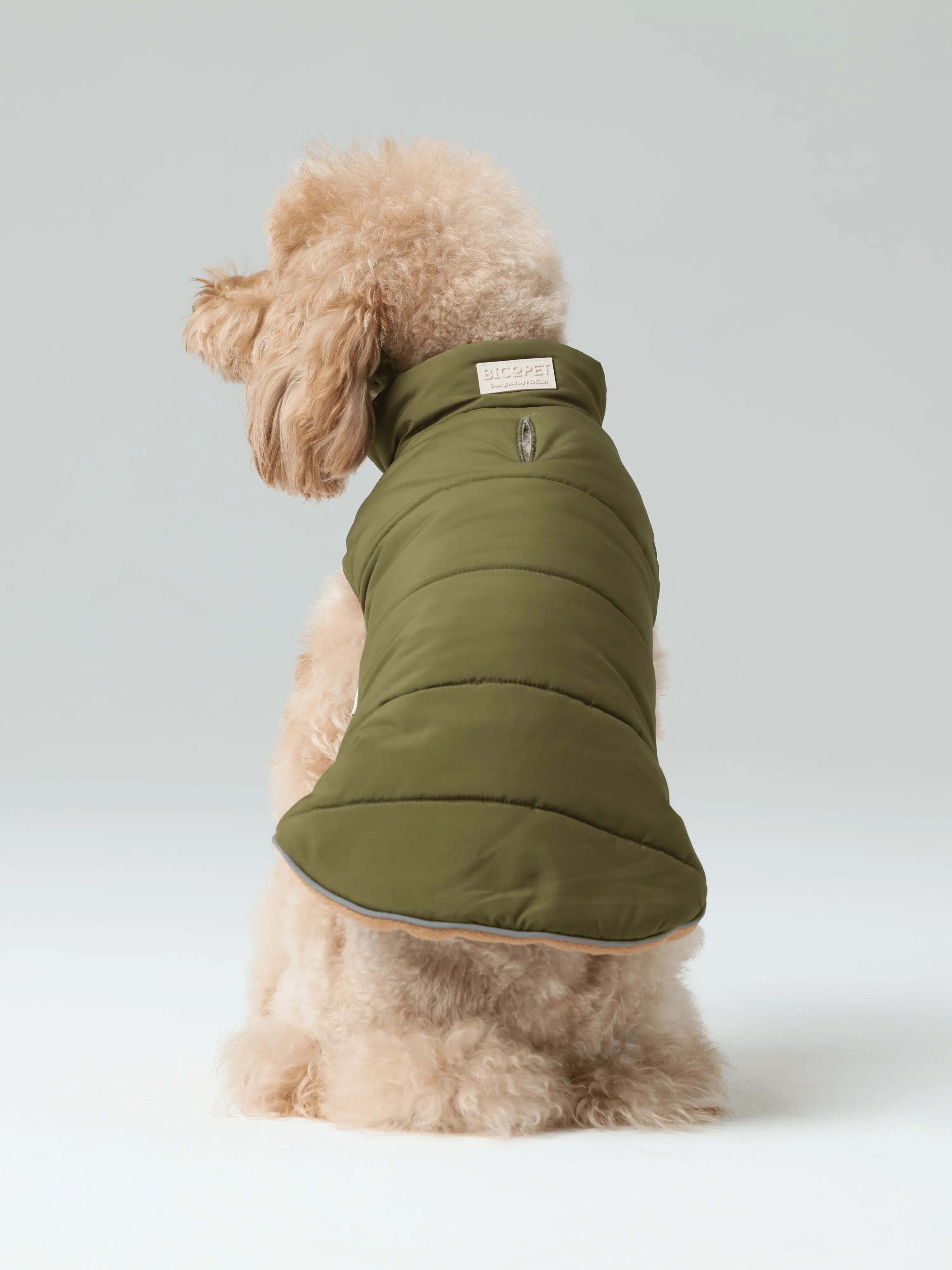 Reversible Dog Vest Jacket - Green Brown