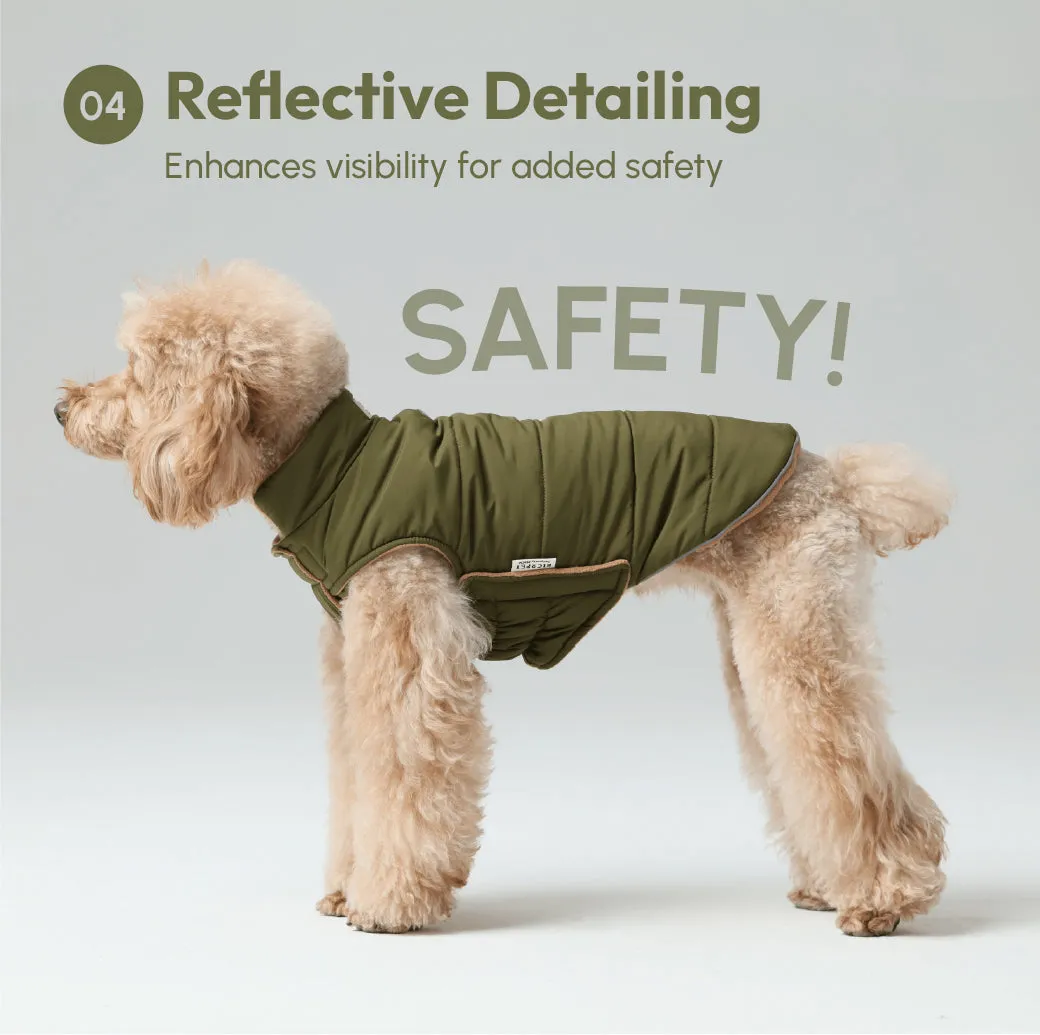 Reversible Dog Vest Jacket - Green Brown