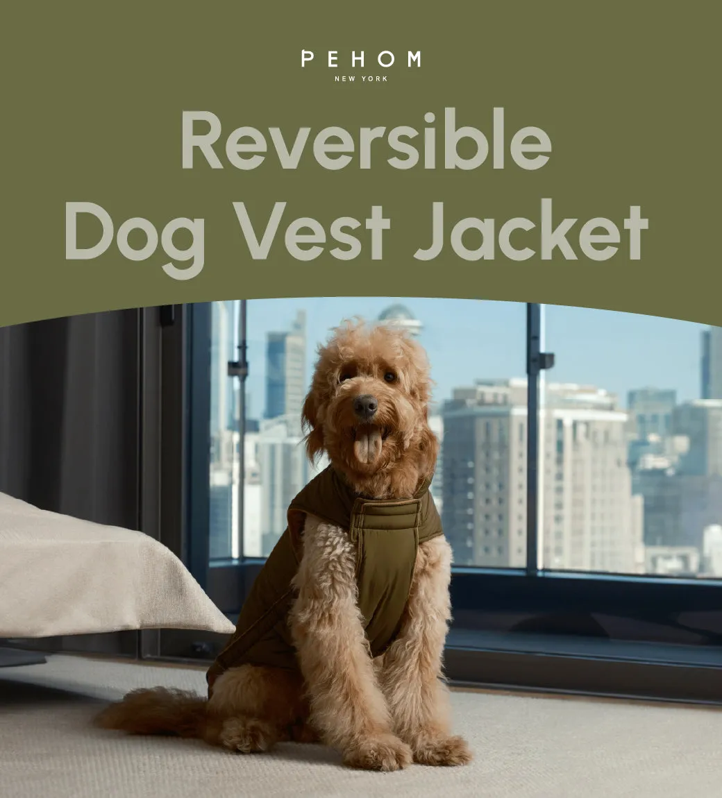 Reversible Dog Vest Jacket - Green Brown