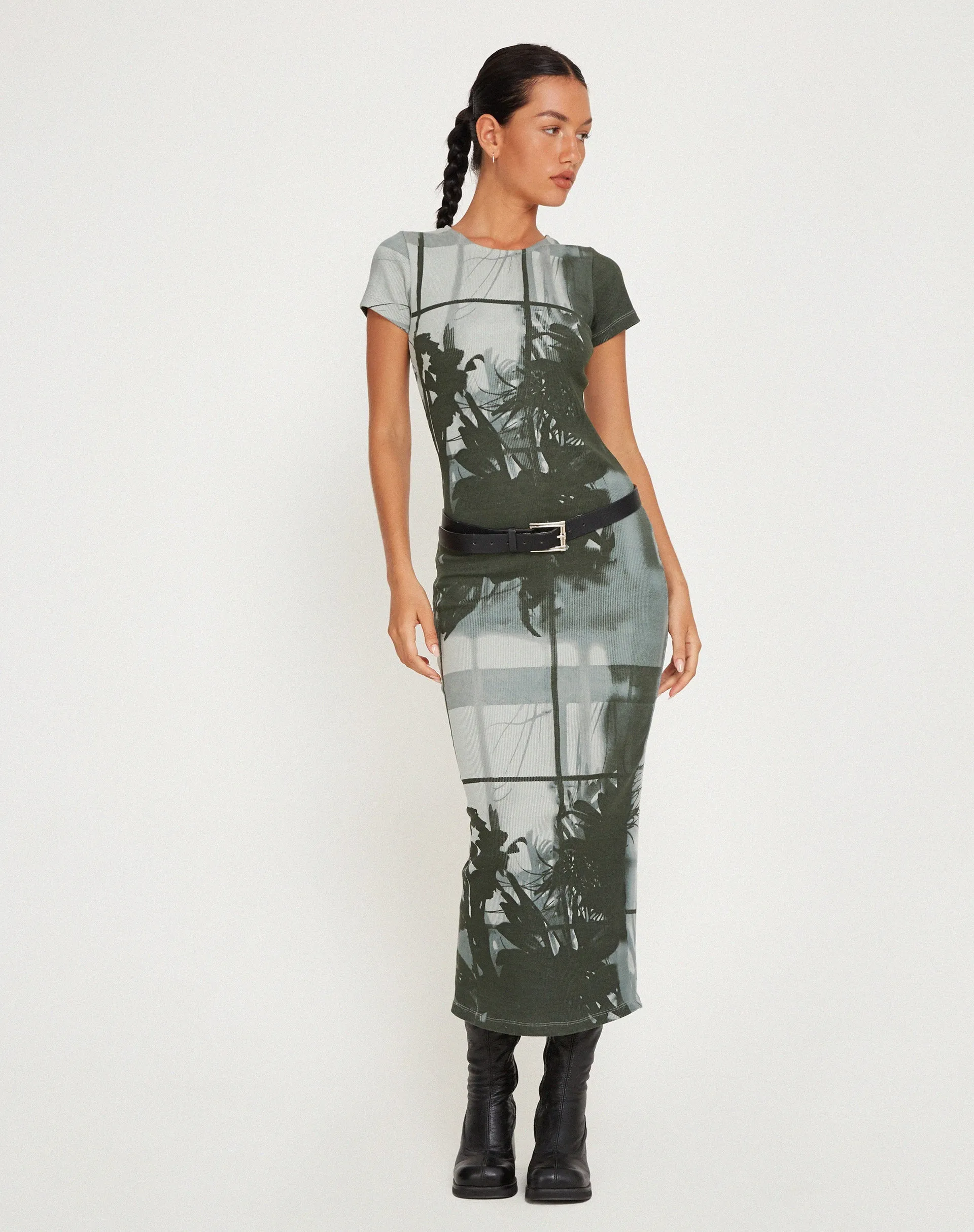 Rosika Midi Dress in Country Window Green