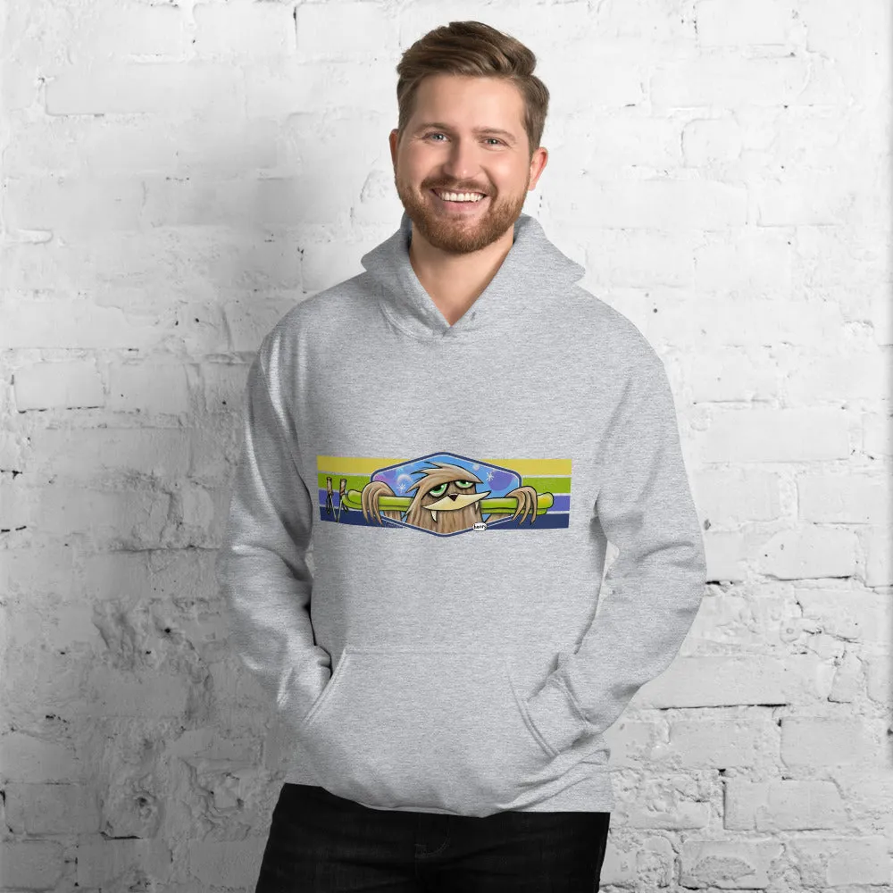 Sasquatch with Skis Light Heathered Gray Hoodie | Wearable Art by Seattle Mural Artist Ryan "Henry" Ward