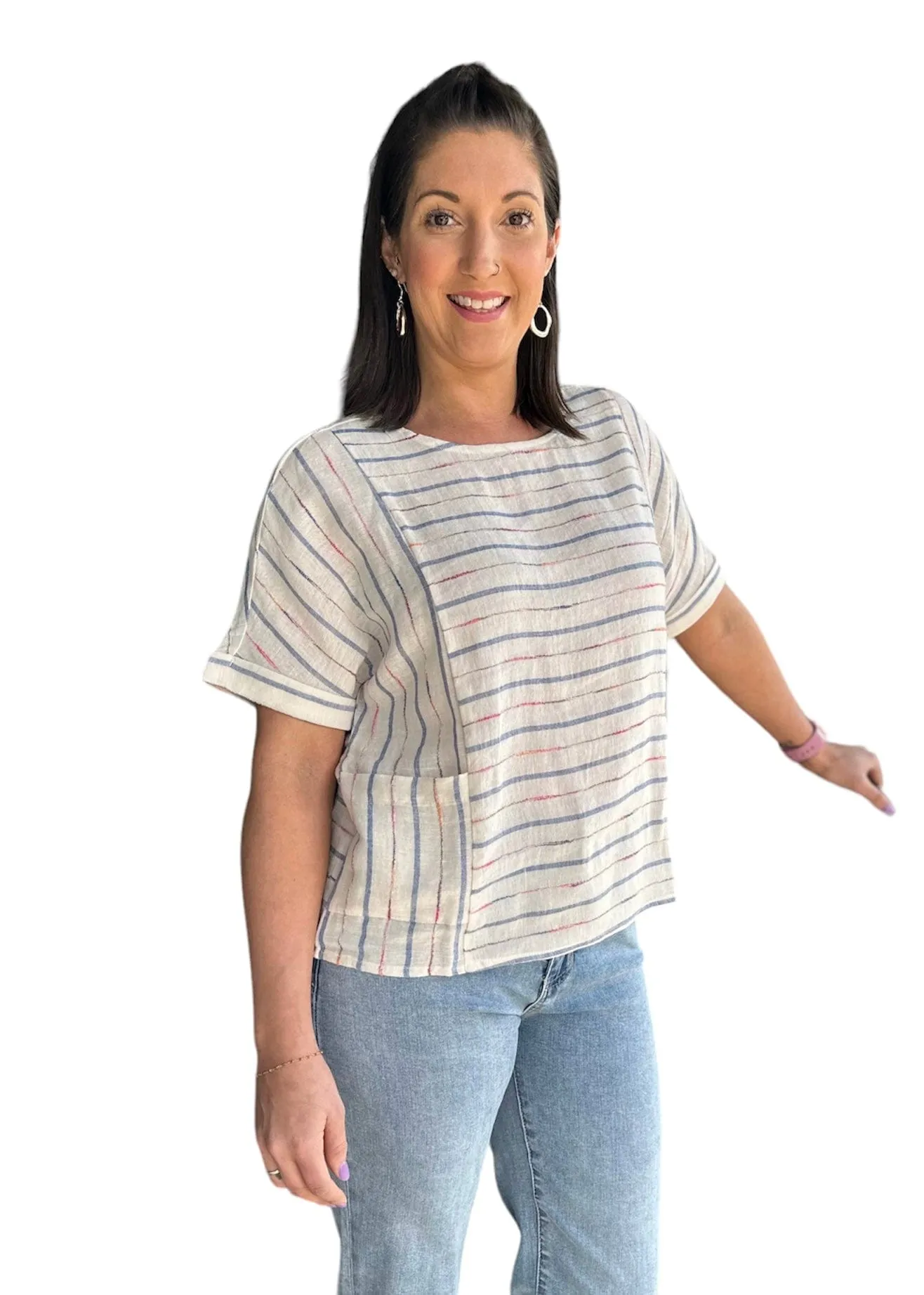 Short Sleeve Stripe Top by Charlie B