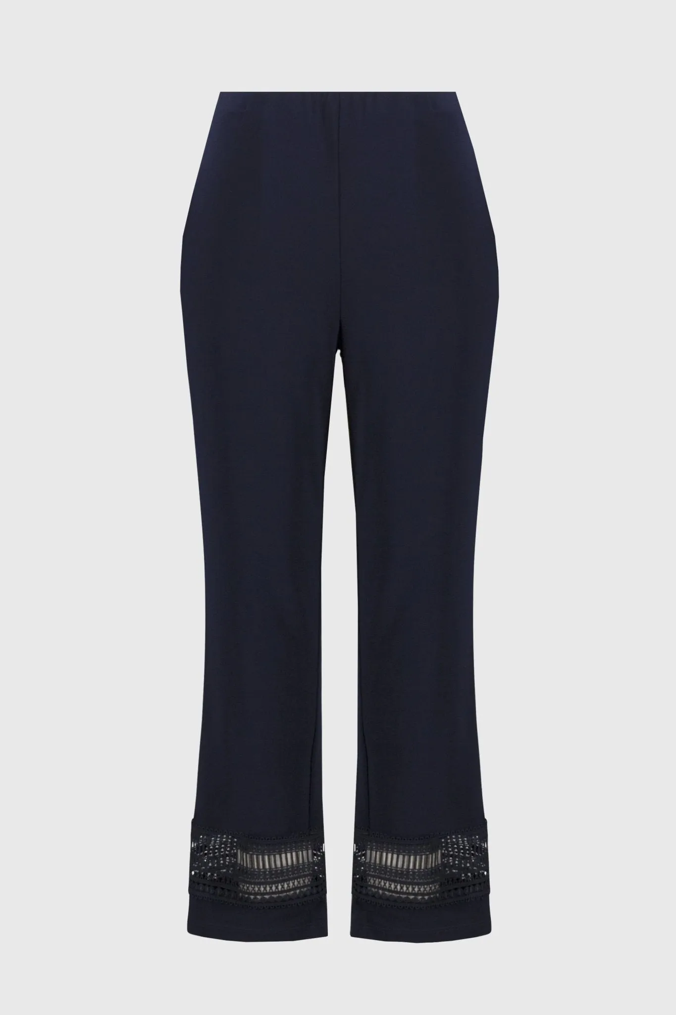 Silky Knit Straight Pants With Guipure Detail