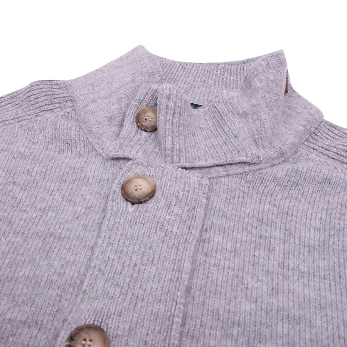 Silver Virgin Wool Button Down Sweater