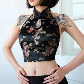 Slay The Dragon Print Crop Top