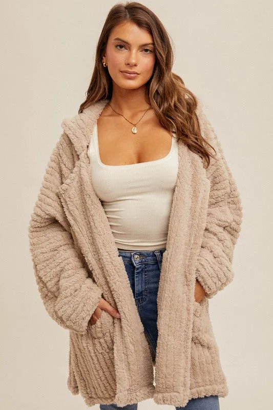 Soft Slit Hem Plush Cardigan