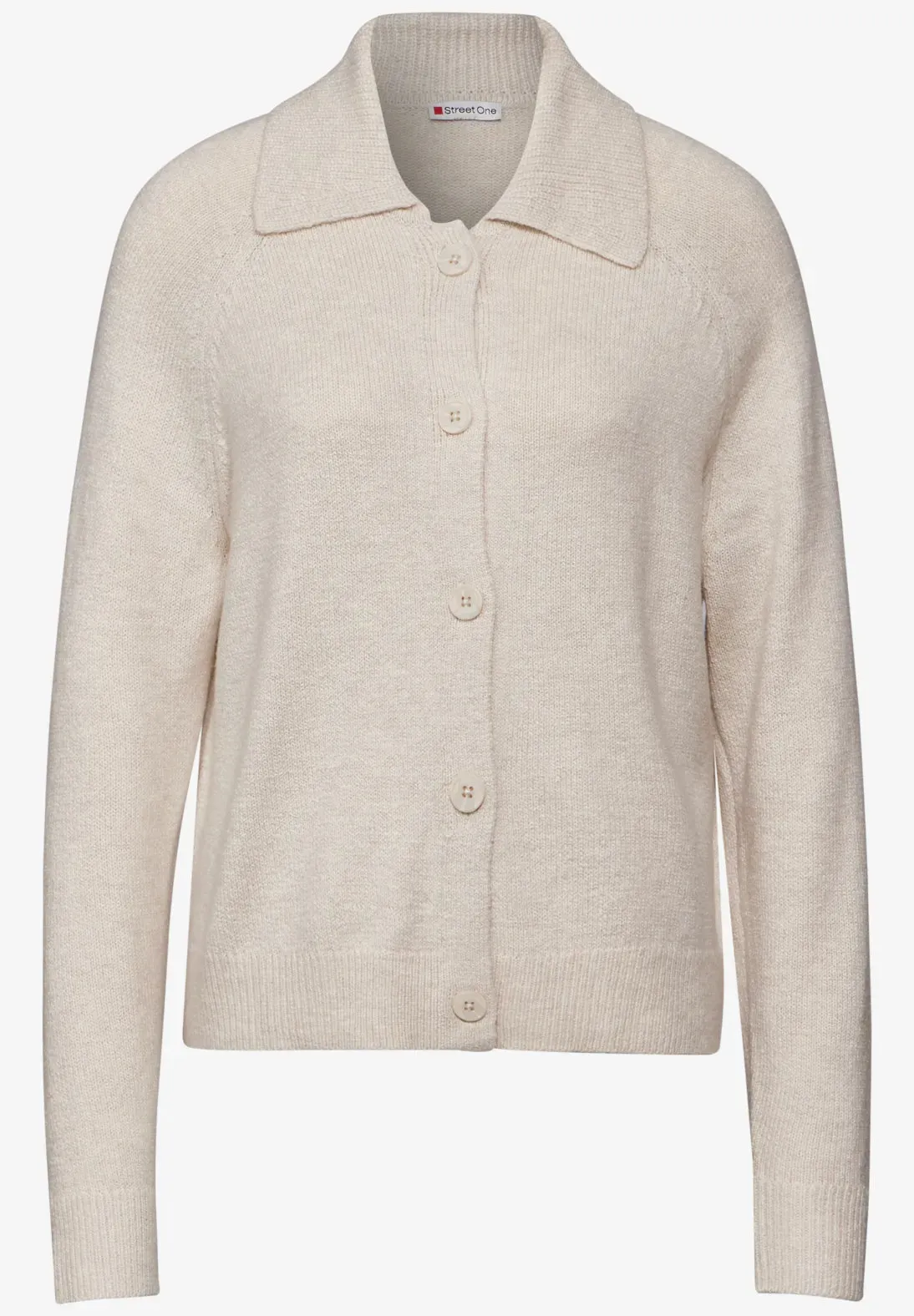 Street One Button through Cardigan with collar. Oatmeal 253581