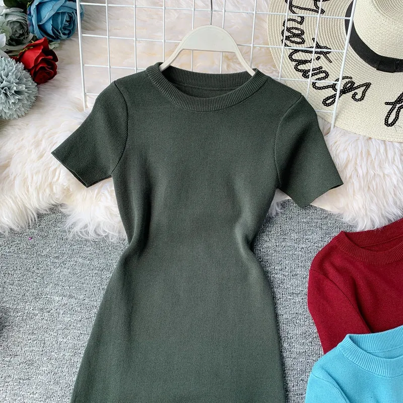 Stretch-knit Tight-fitting Hip Dress