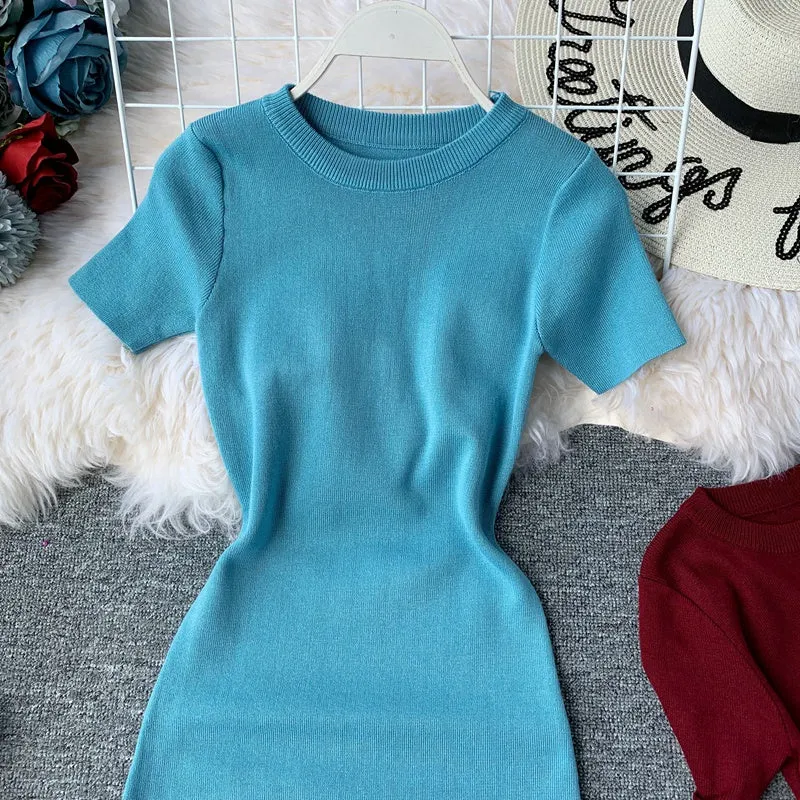 Stretch-knit Tight-fitting Hip Dress