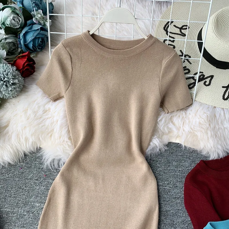 Stretch-knit Tight-fitting Hip Dress