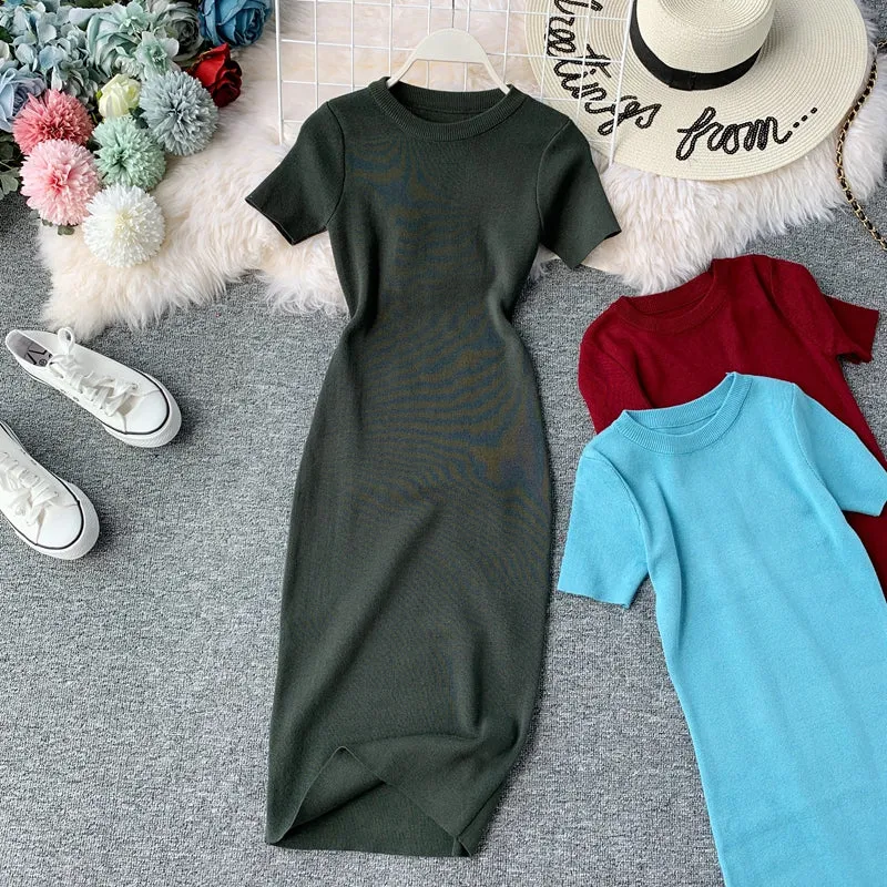 Stretch-knit Tight-fitting Hip Dress