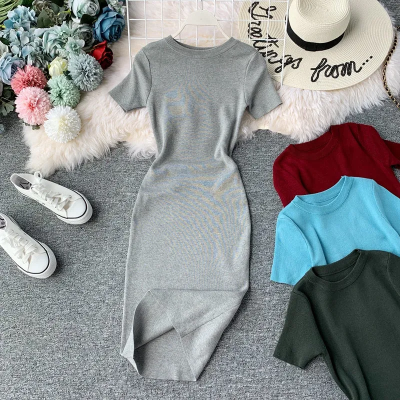 Stretch-knit Tight-fitting Hip Dress