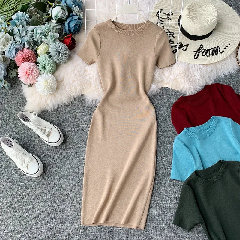 Stretch-knit Tight-fitting Hip Dress