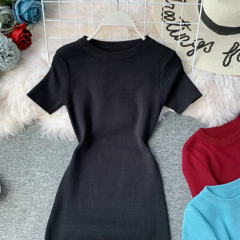 Stretch-knit Tight-fitting Hip Dress