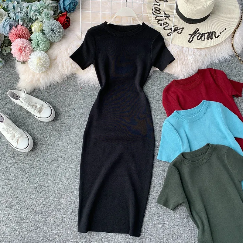 Stretch-knit Tight-fitting Hip Dress