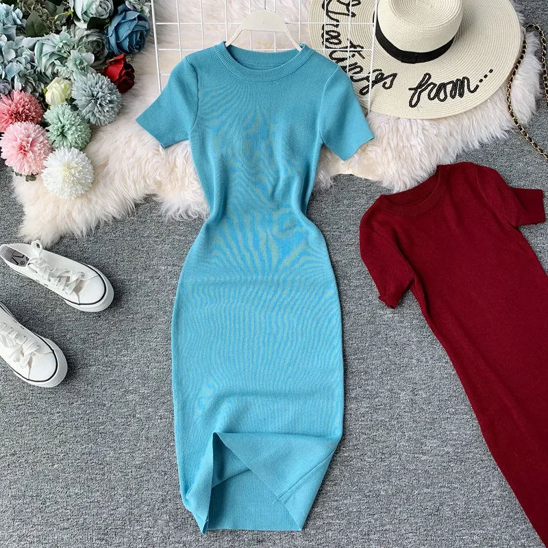 Stretch-knit Tight-fitting Hip Dress