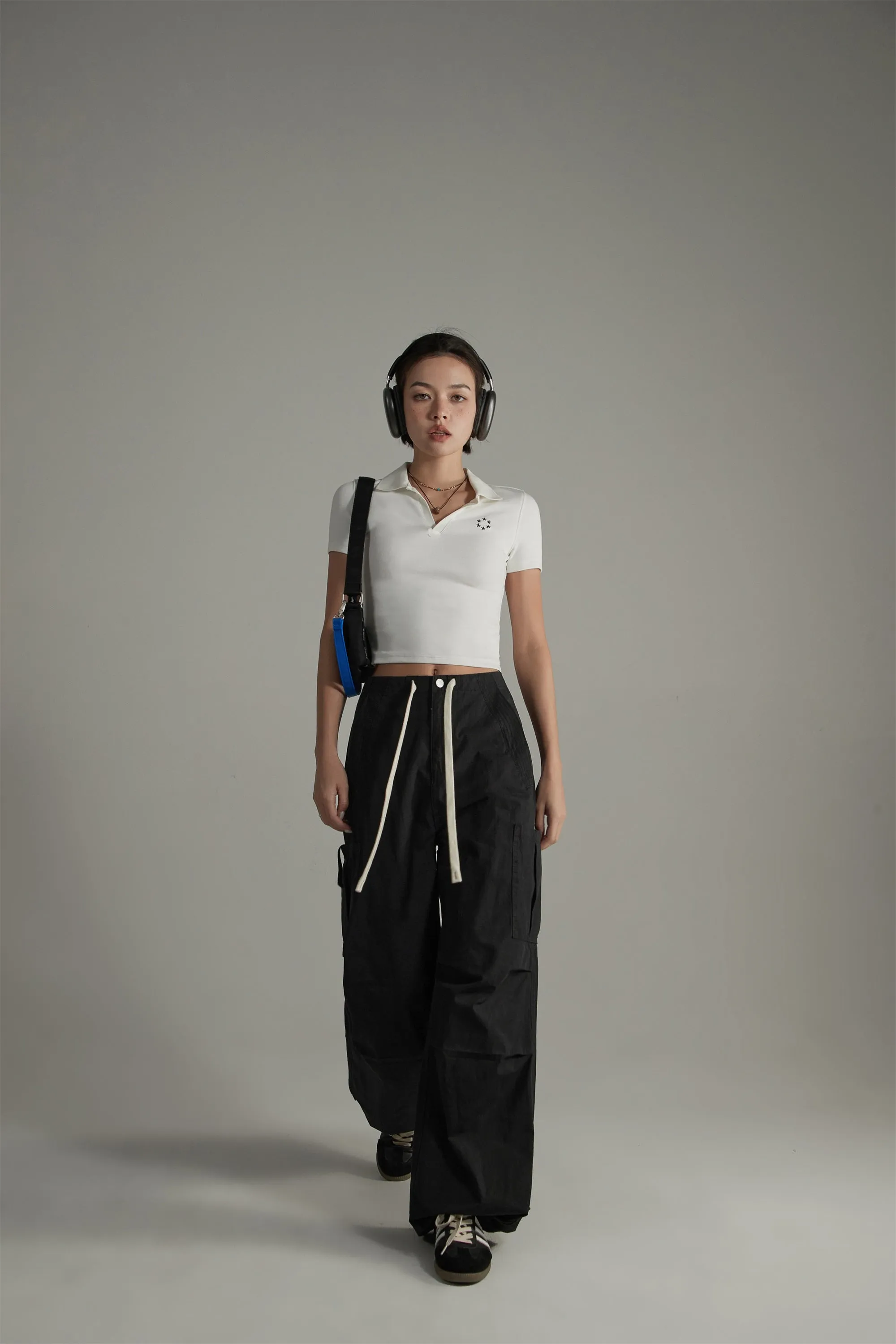 String Wide Cargo Pants