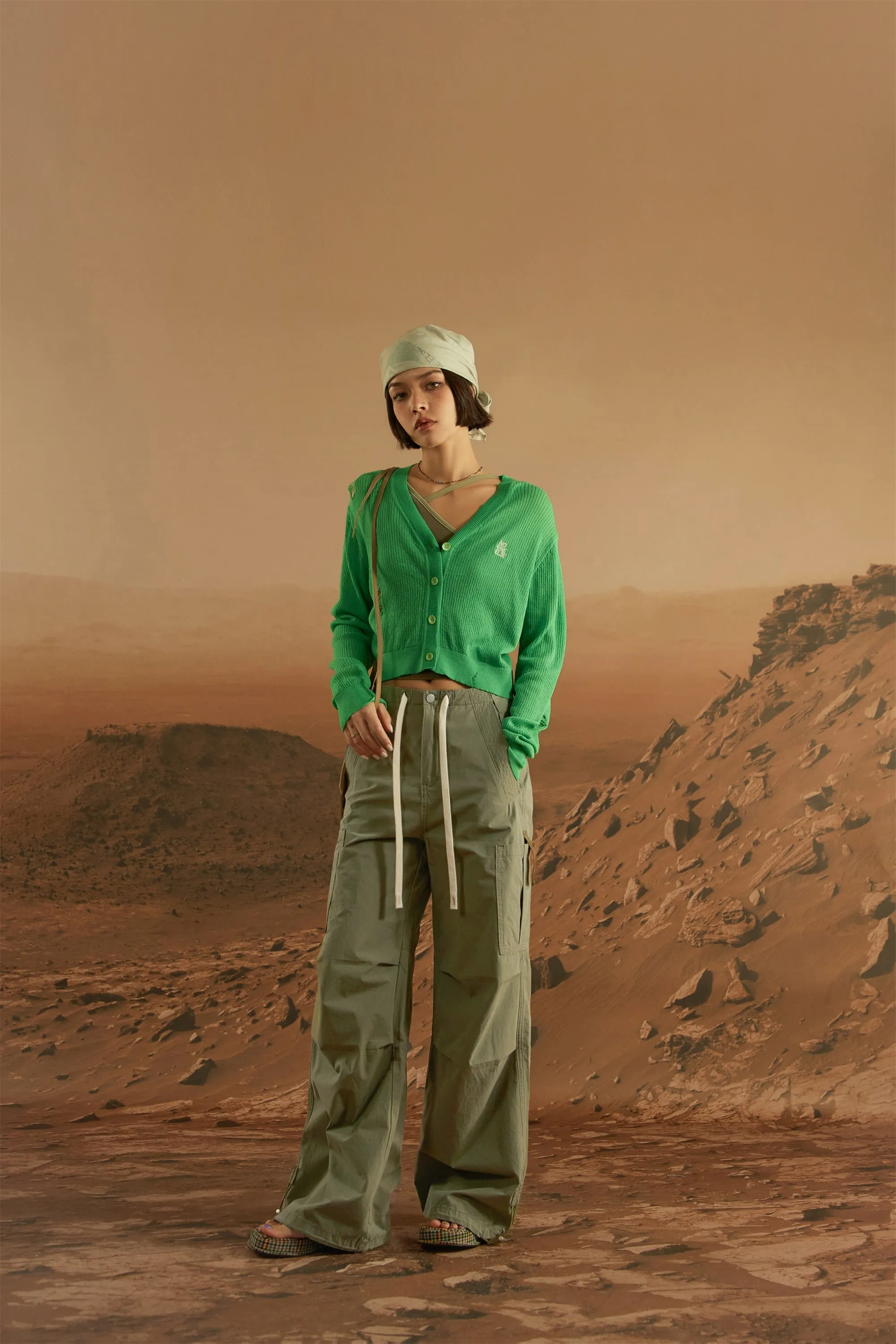 String Wide Cargo Pants