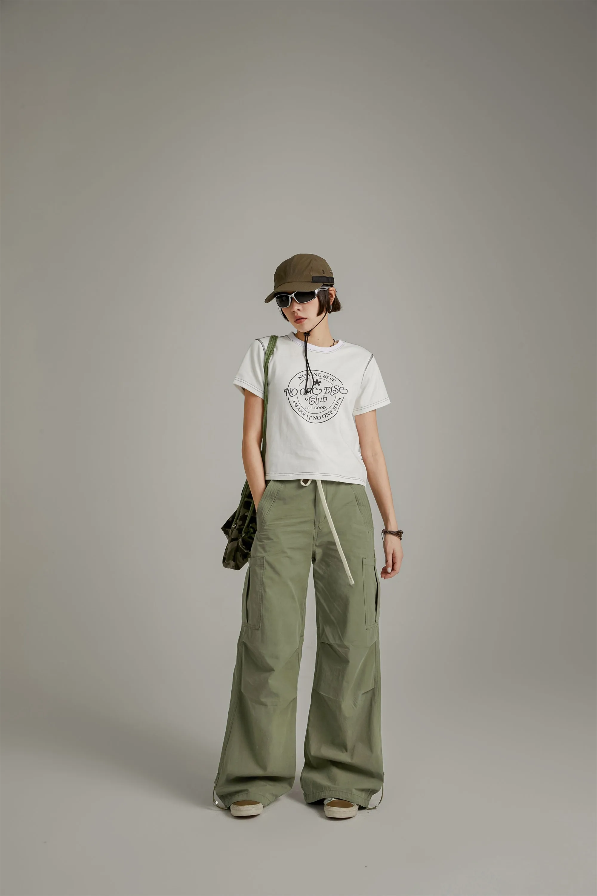 String Wide Cargo Pants