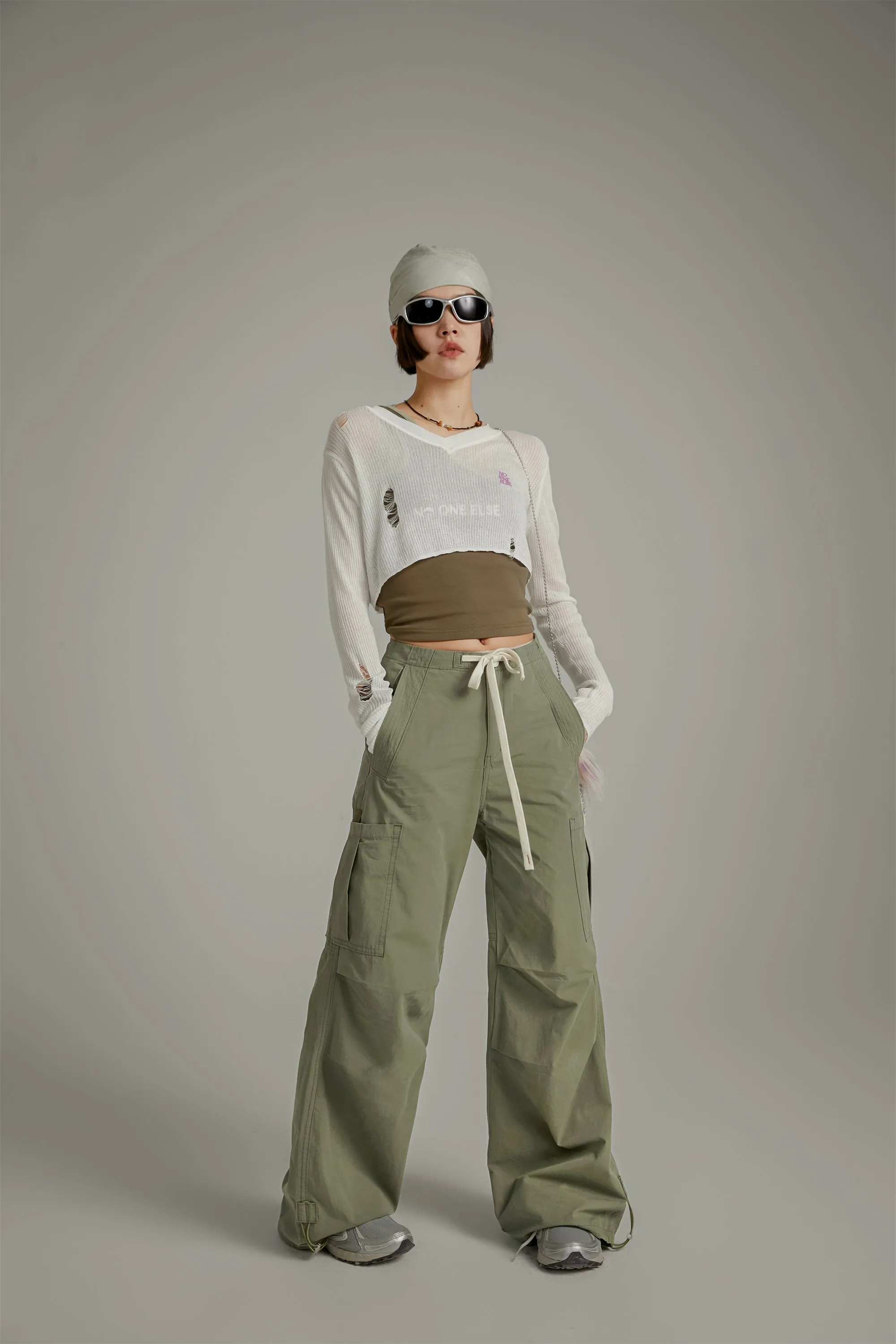 String Wide Cargo Pants