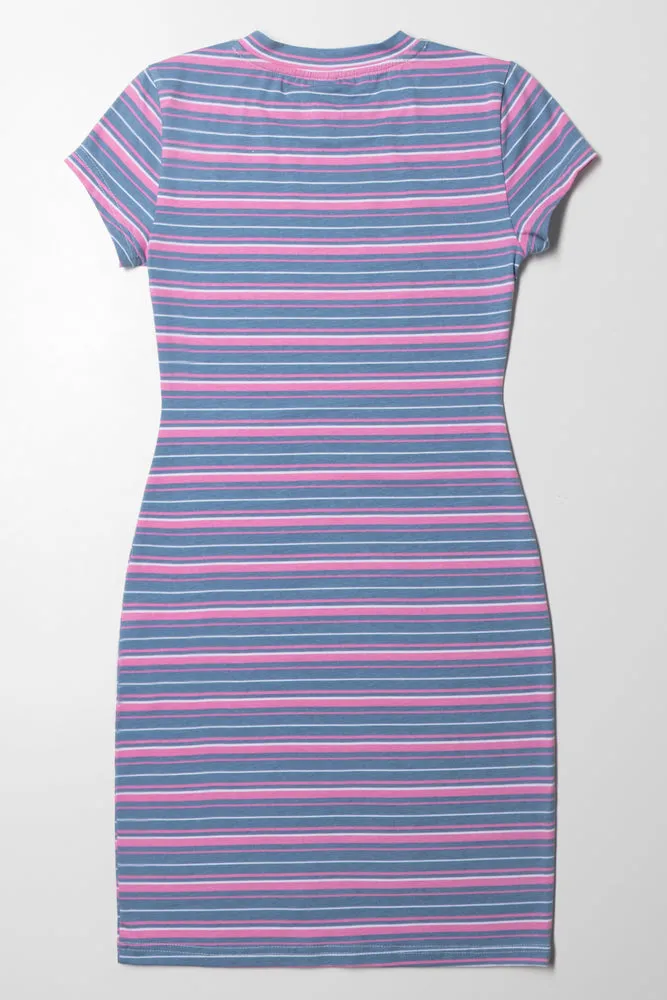 Stripe Bodycon Dress Purple And Pink