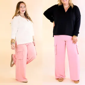 Sunday Stroll Wide Leg Cargo Pant in Baby Pink