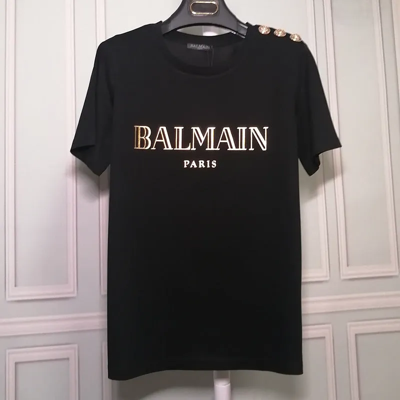 T Shirt Balmain Mercerized Cotton Fabric T-shirt Simple Letters