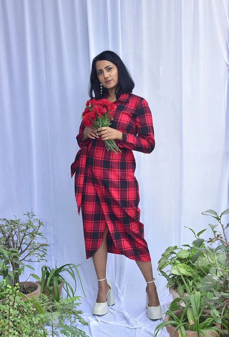 Tartan Check Wrap Dress | Made with 100% cotton