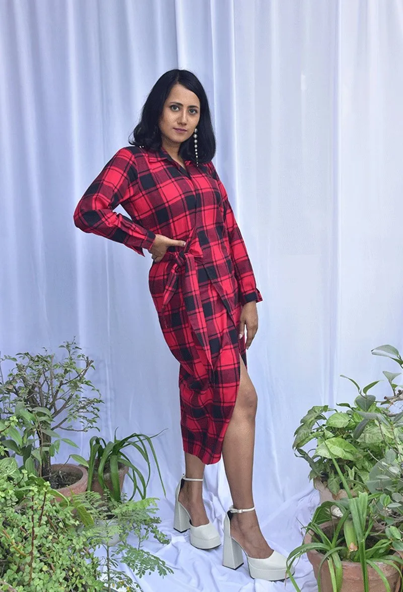 Tartan Check Wrap Dress | Made with 100% cotton