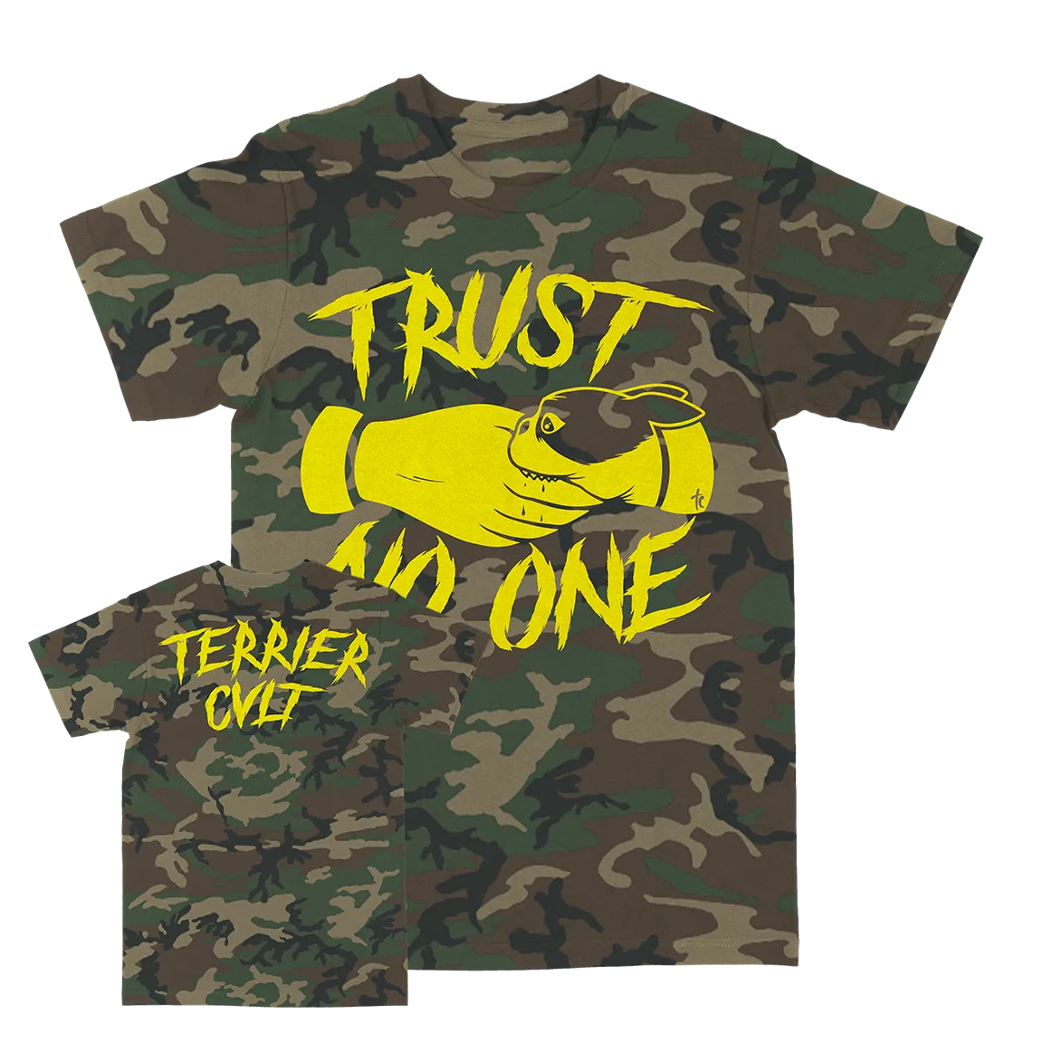 Terrier Cvlt "Trust No One: Yellow" Camo T-Shirt