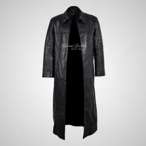 THE DARK TOWER Leather Long Coat For Mens