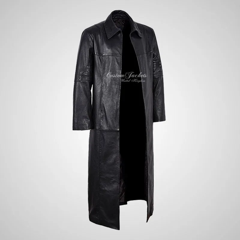 THE DARK TOWER Leather Long Coat For Mens