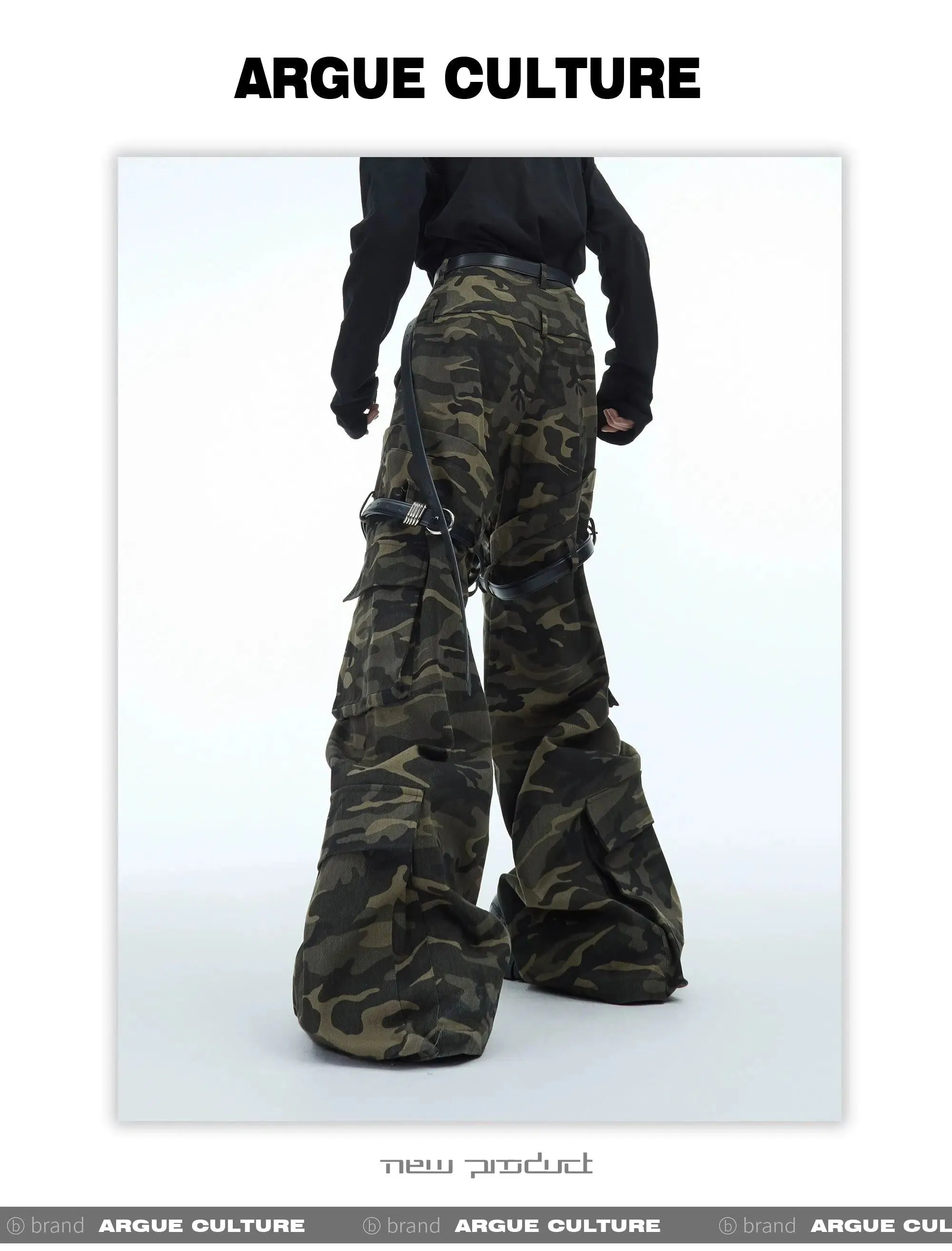 Thigh Belted Camo Cargo Pants