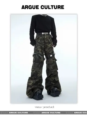 Thigh Belted Camo Cargo Pants