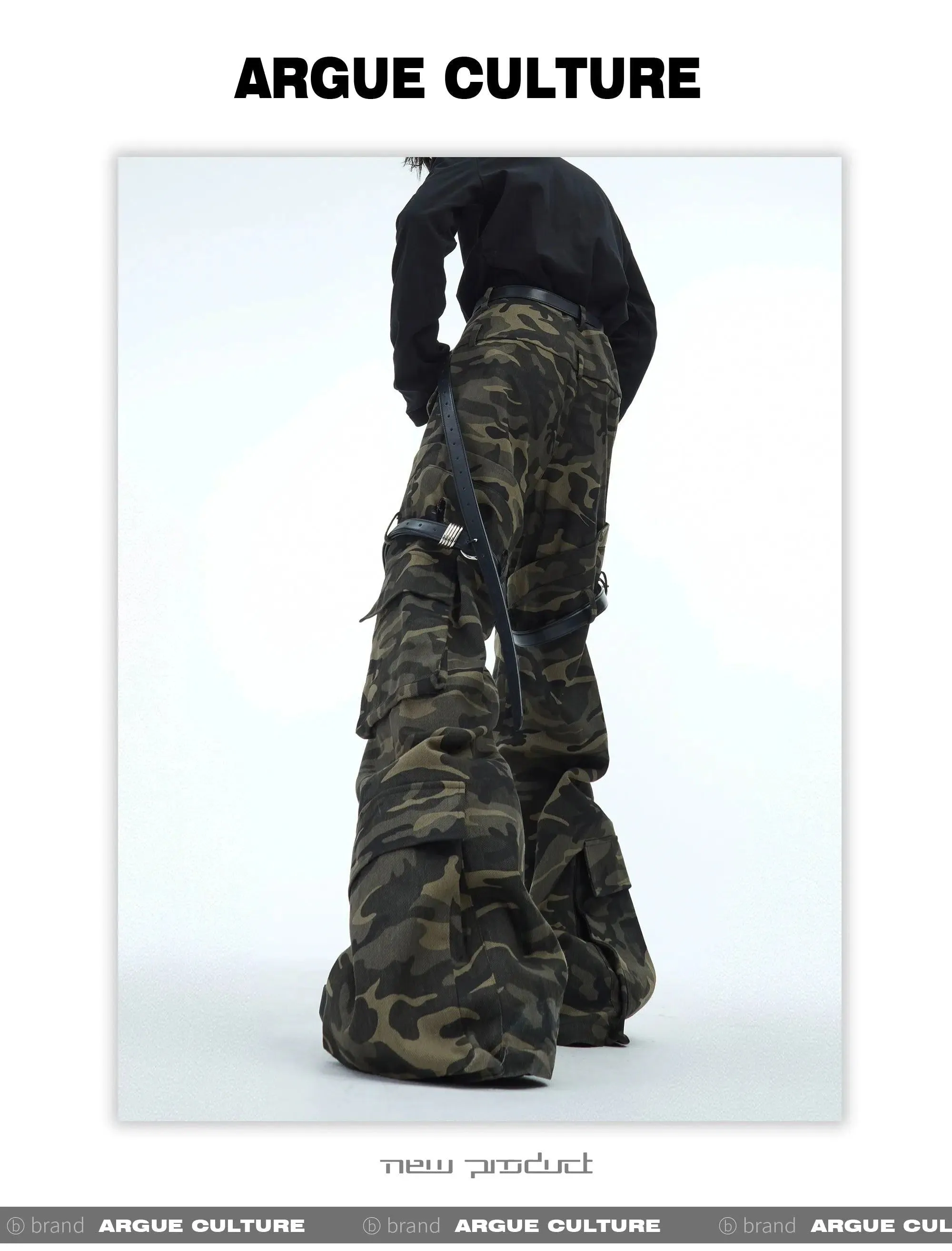 Thigh Belted Camo Cargo Pants