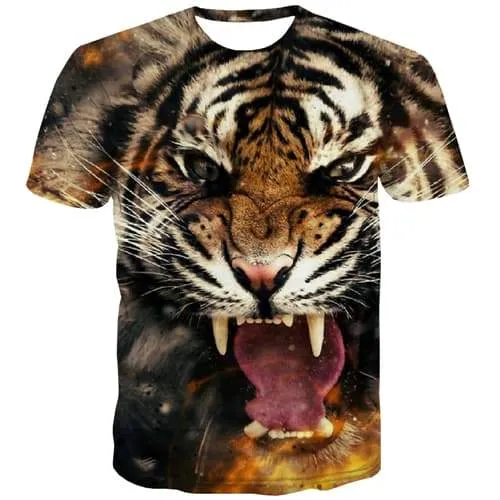 Tiger T-shirt Men Animal T shirts Funny Ferocious T-shirts 3d Funny Tshirt Printed Halloween Tshirt Anime Short Sleeve T shirts