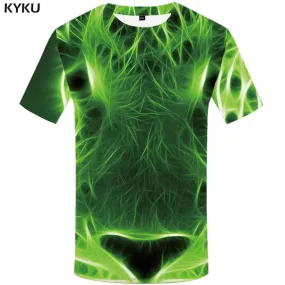 Tiger T shirt Men Green Tshirts Print Flame T-shirt 3d Animal Tshirt Anime Psychedelic T shirts Funny Mens Clothing Short Sleeve