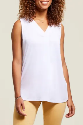 Tribal White Sleeveless V-Neck Top