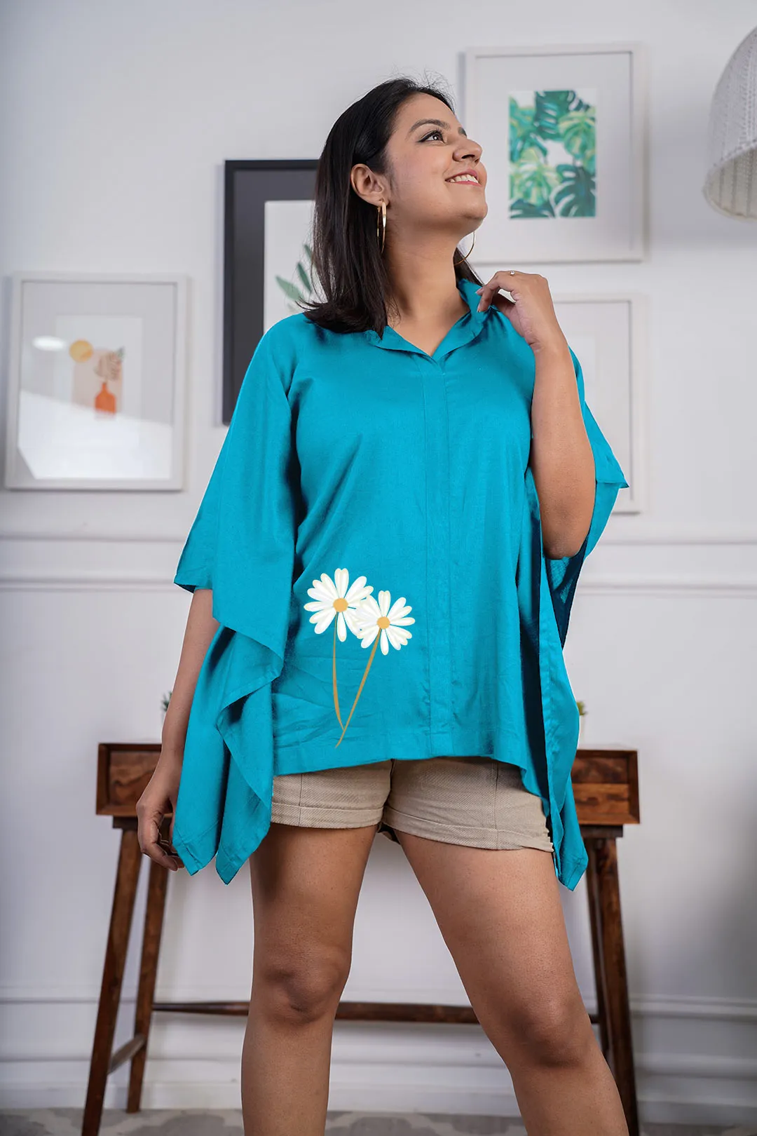 Turquoise Kaftan Top - Daisy