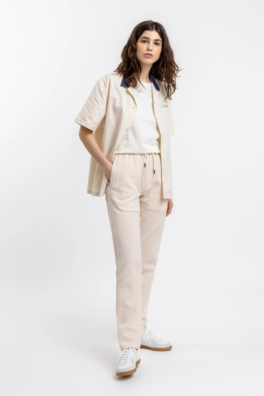 unisex cotton pants - relaxed - sand