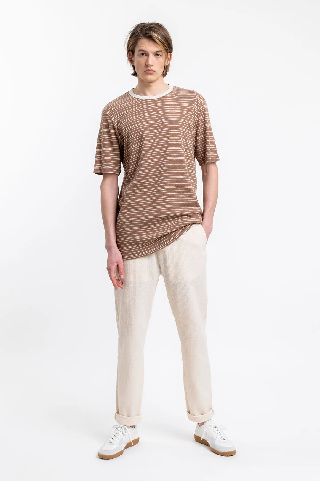 unisex cotton pants - relaxed - sand