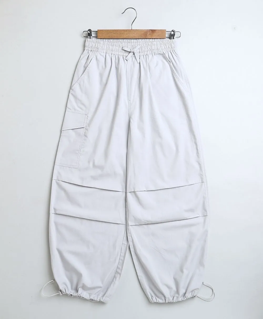 Unisex Light Grey Cotton Poplin Cargo Pants