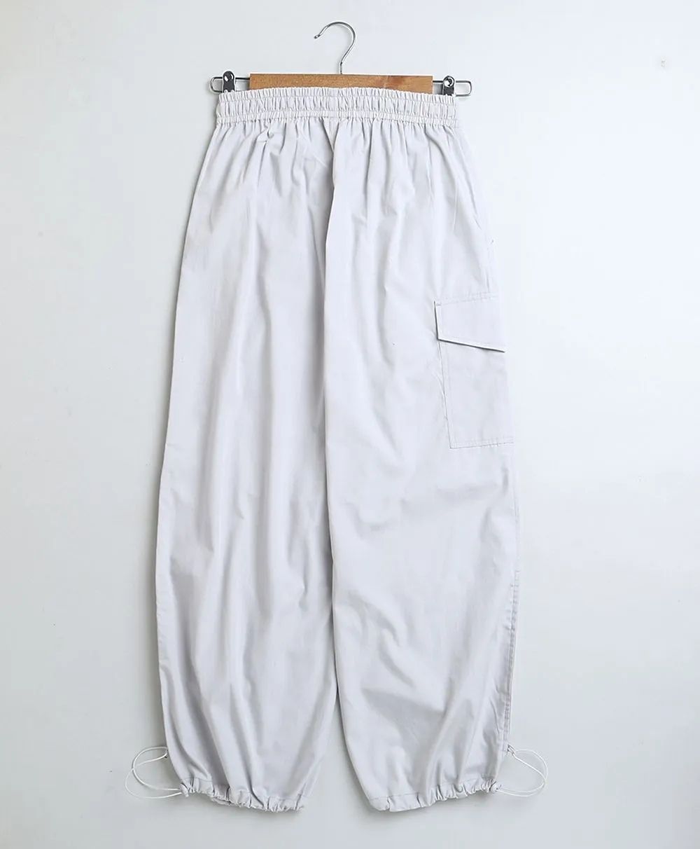 Unisex Light Grey Cotton Poplin Cargo Pants