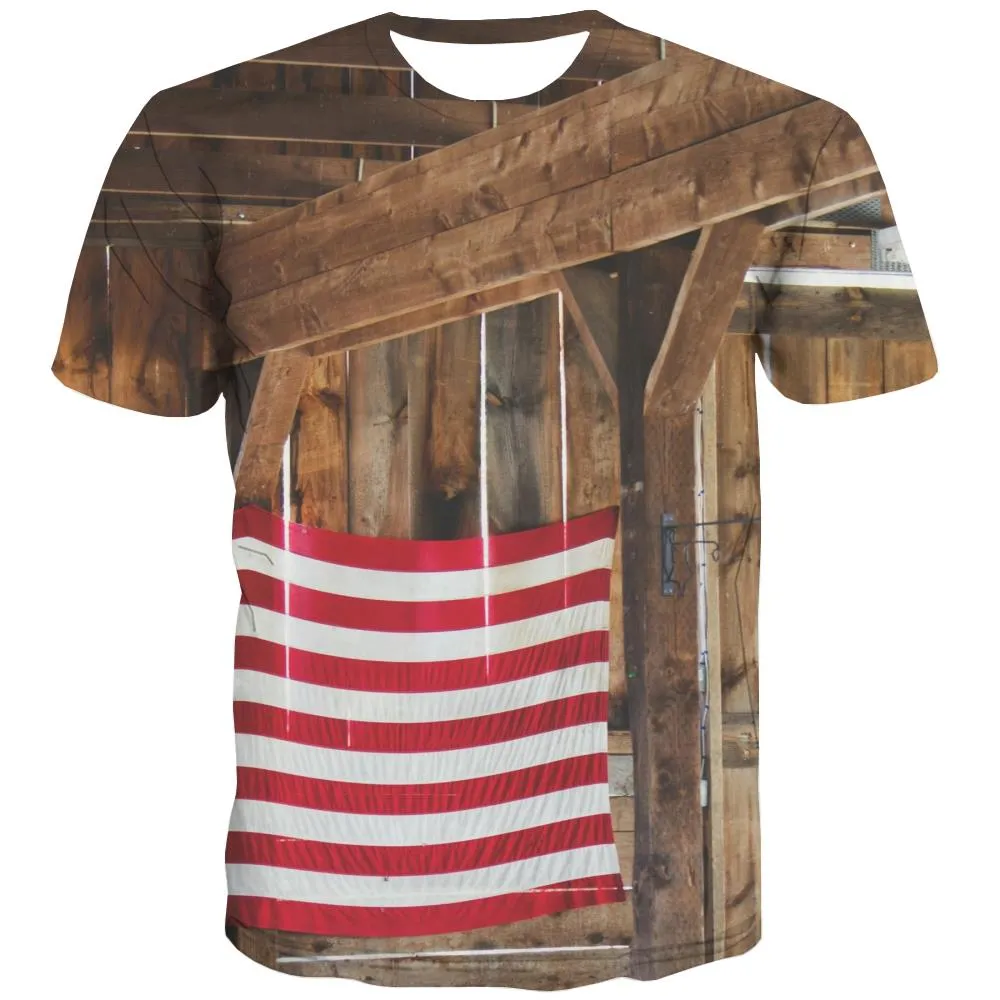 USA T-shirt Men Flag Tshirts Novelty Statue Tshirt Printed Country Shirt Print