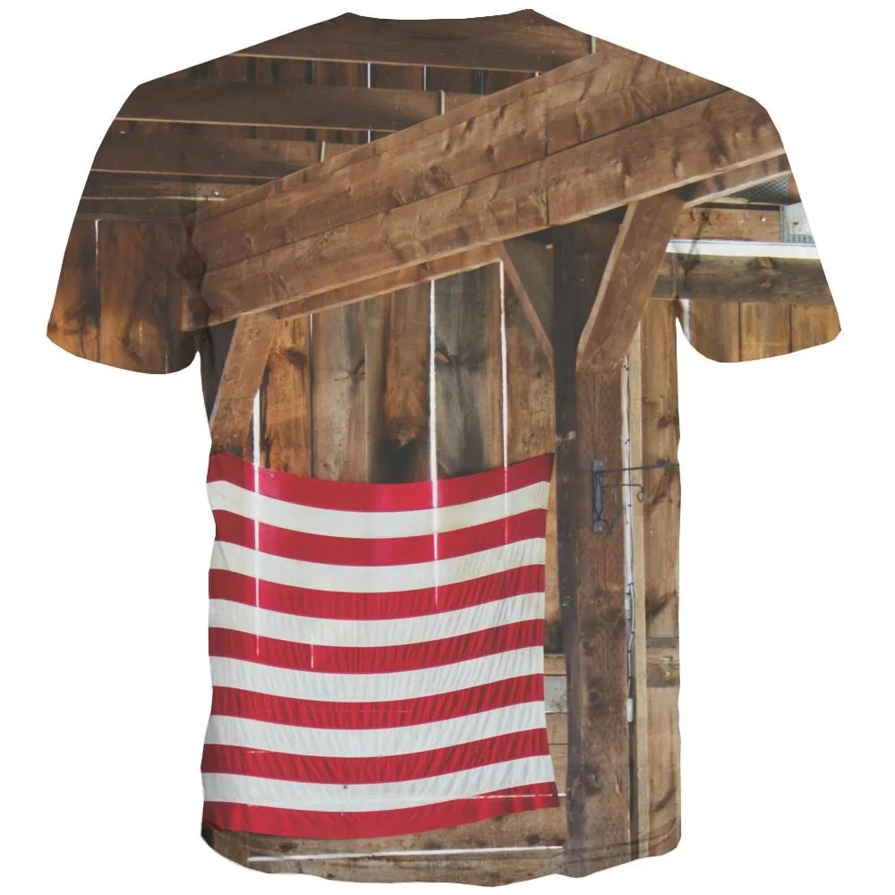 USA T-shirt Men Flag Tshirts Novelty Statue Tshirt Printed Country Shirt Print