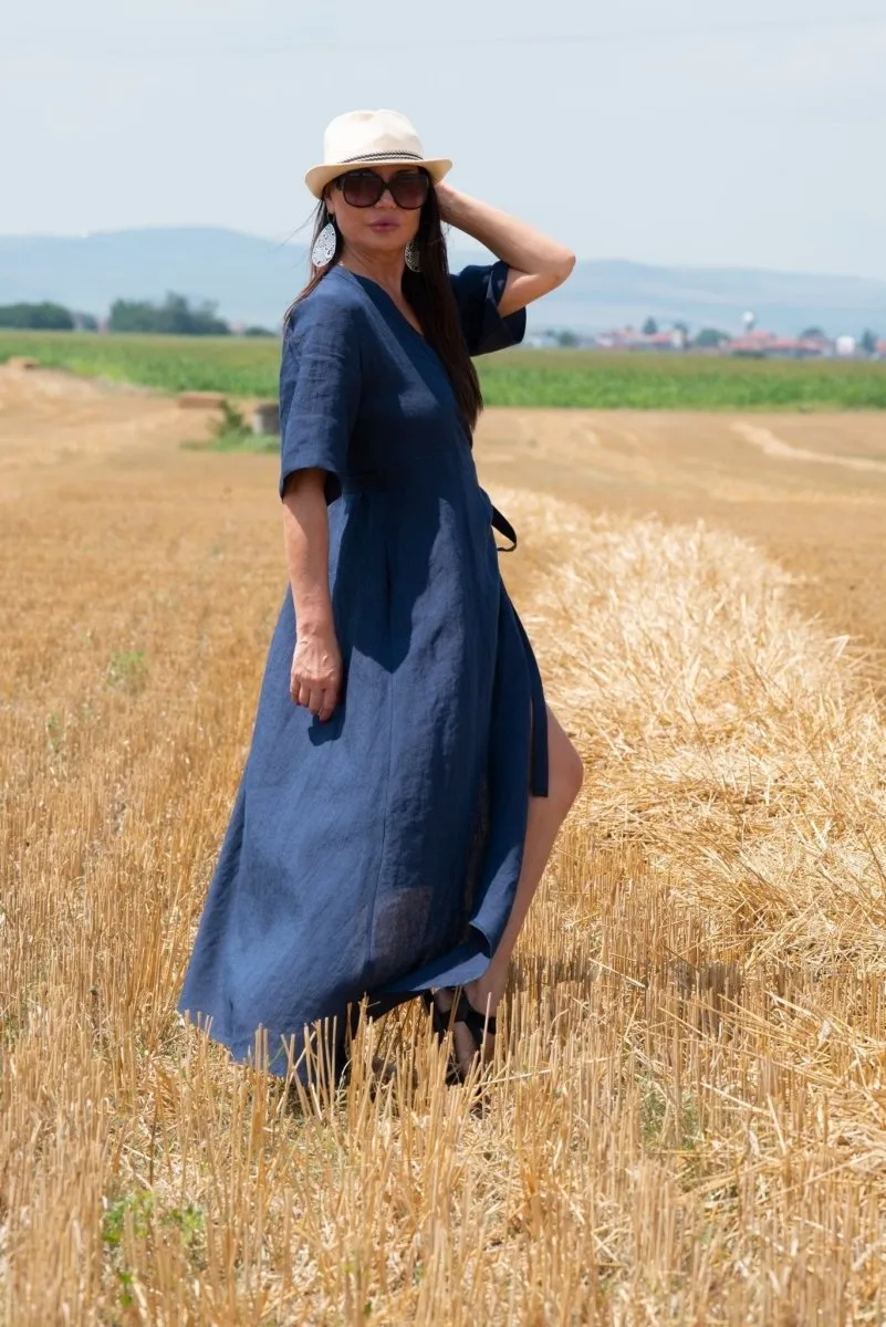 VERONA Linen Wrap Dress