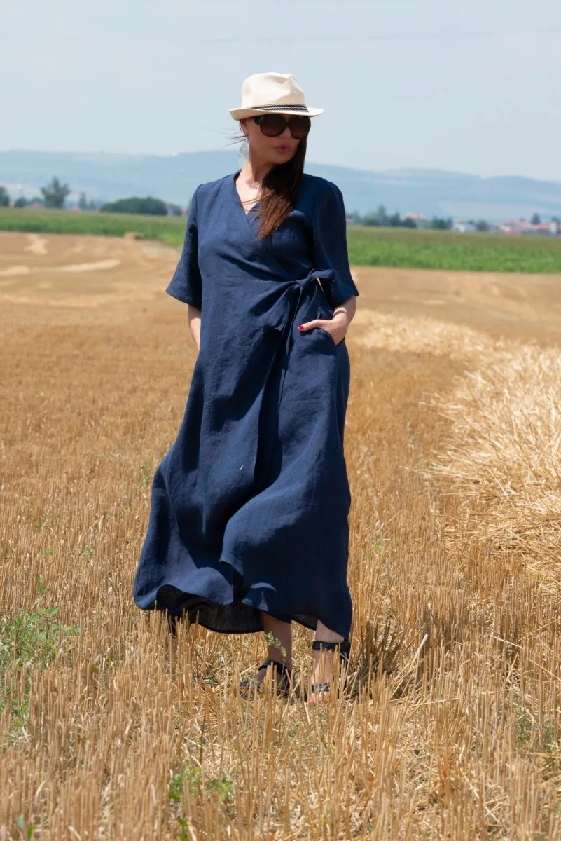 VERONA Linen Wrap Dress