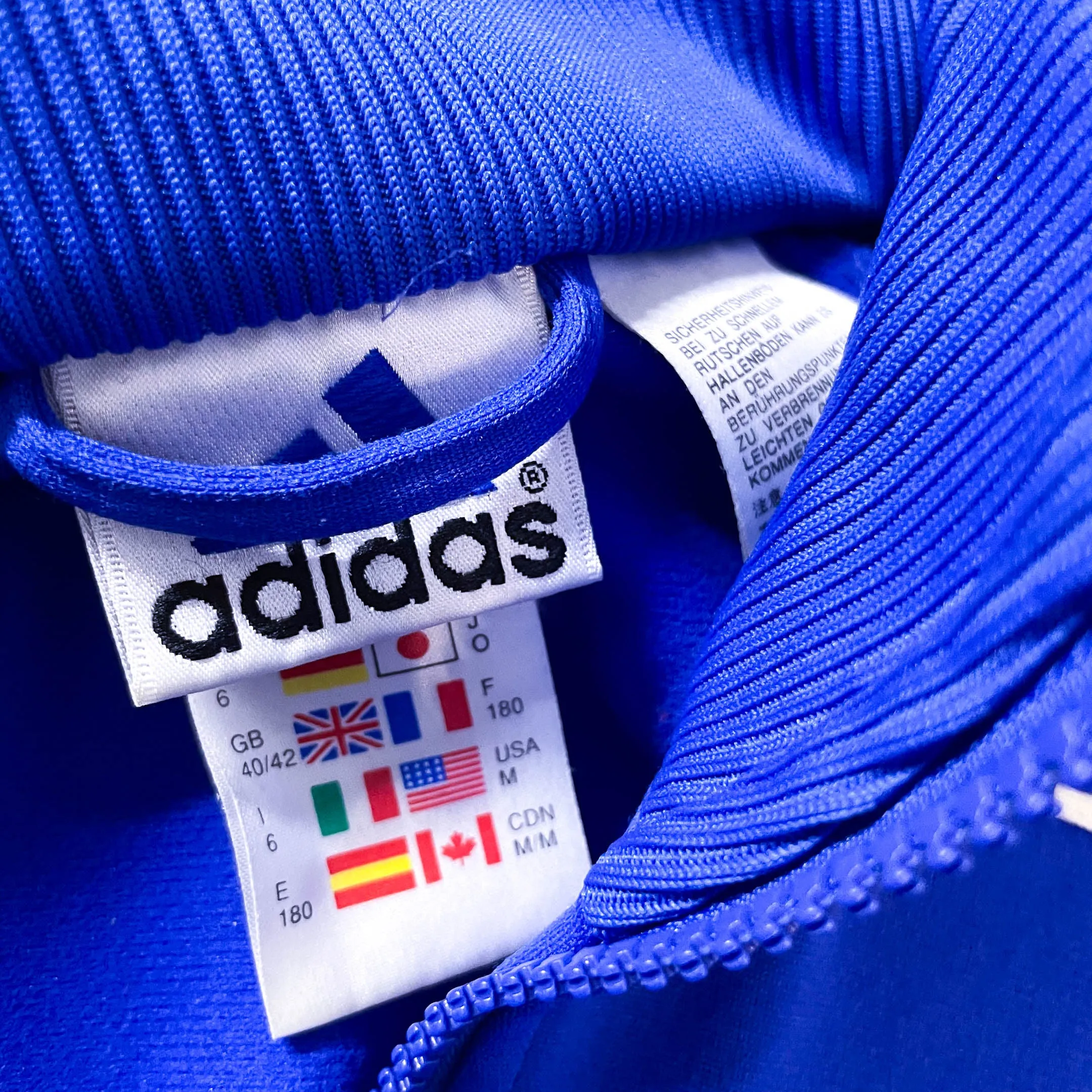 Vintage Adidas blue full zip track top in M|L31 W 25| SKU 3863