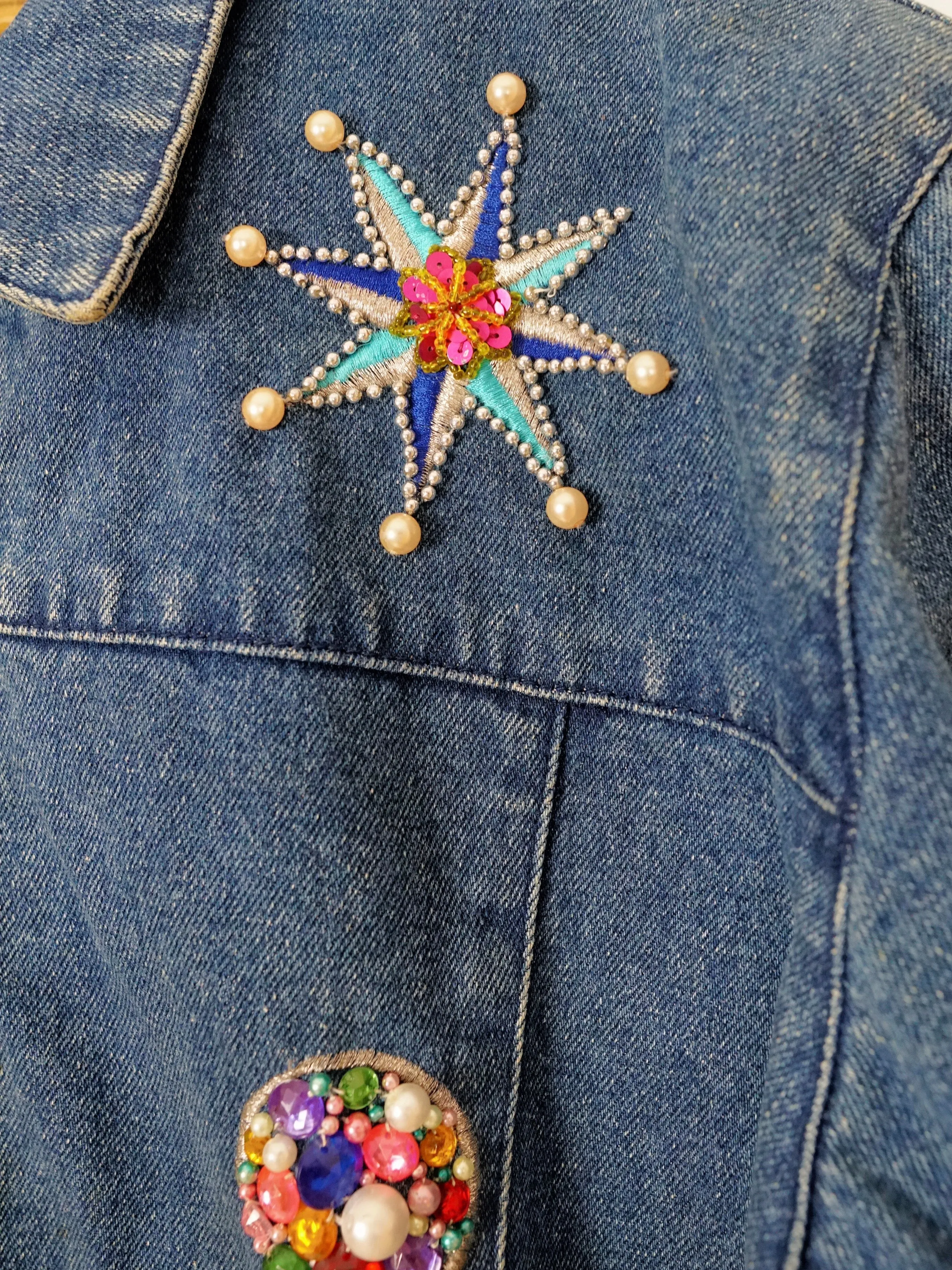 Vintage Bedazzled Heart Denim Jacket